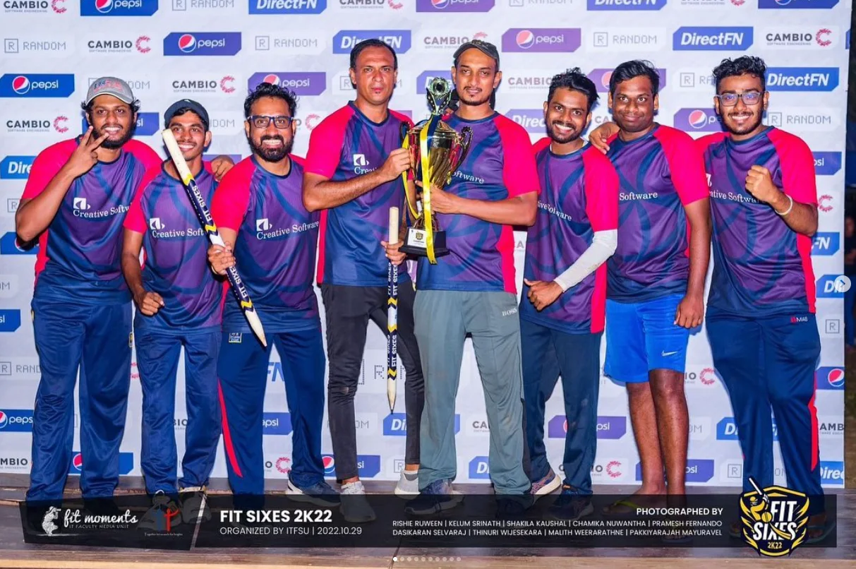 Cricket team with trophy