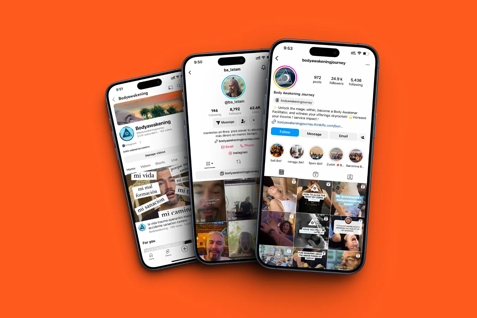 Body Awakening Journey social media profiles on mobile