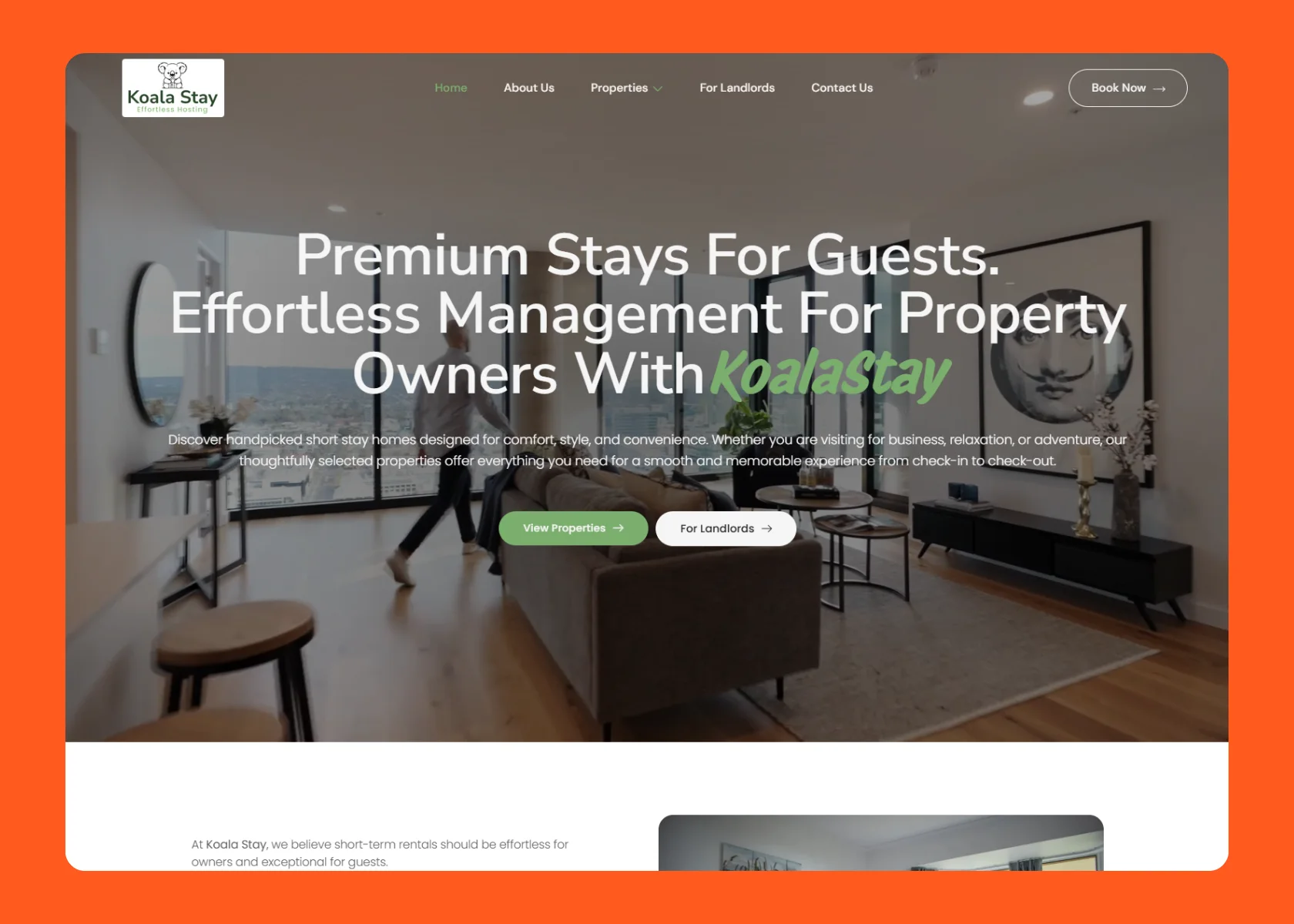 Koala Stay website homepage