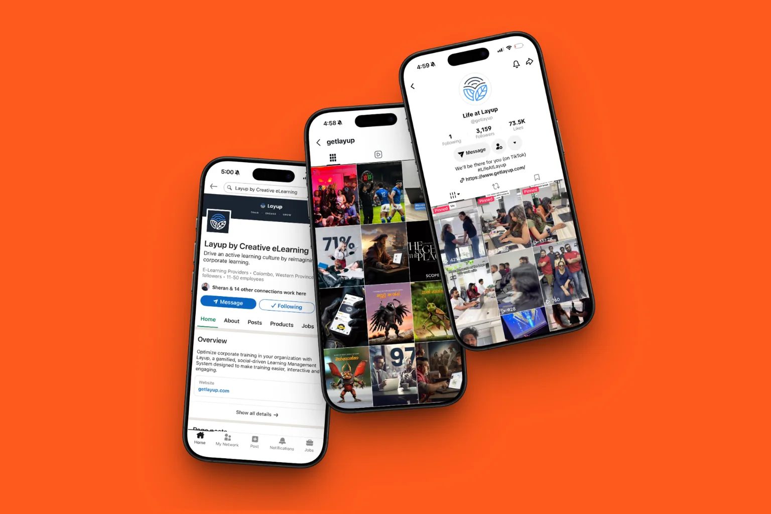 Layup social media on mobile
