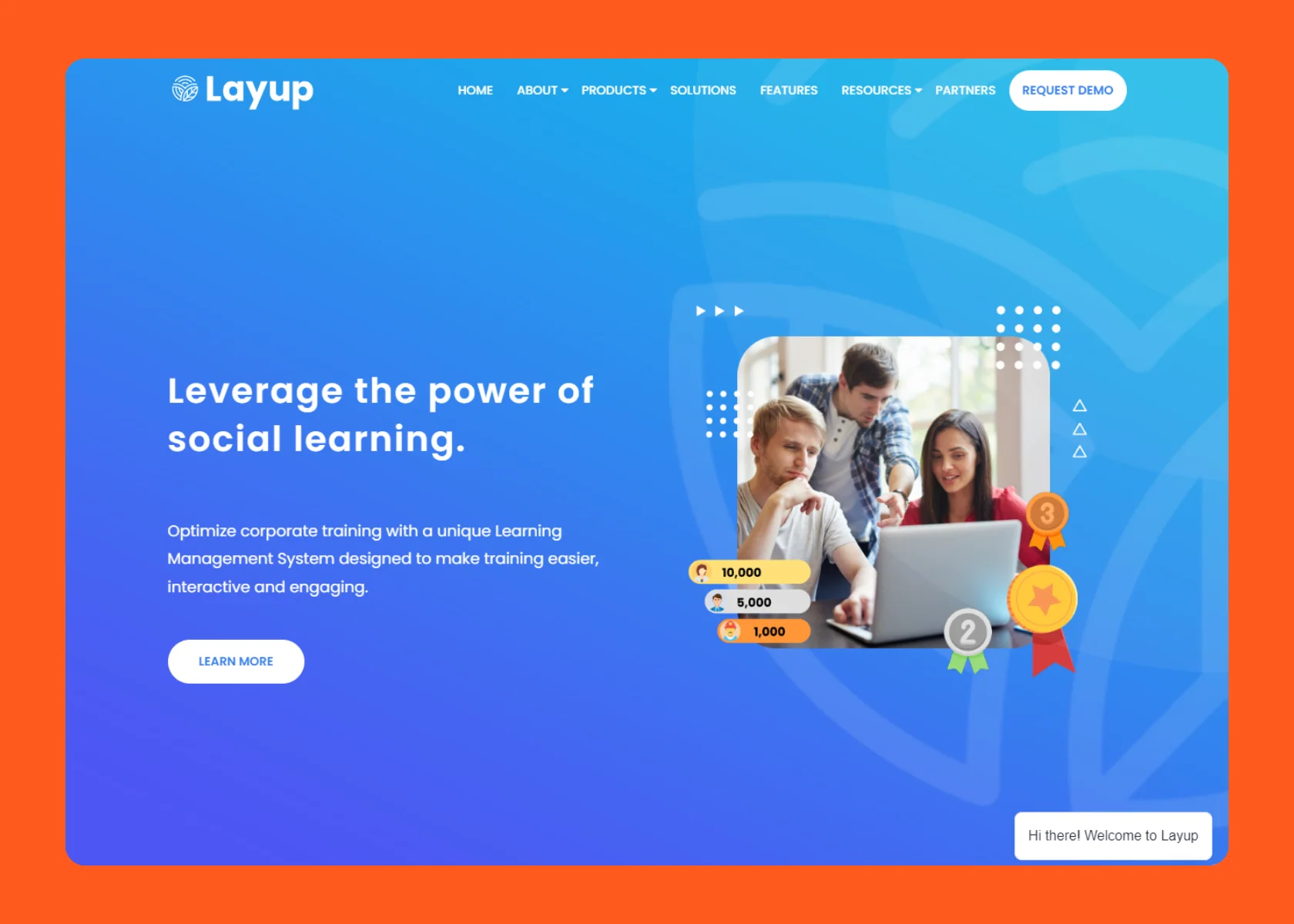 Layup website homepage