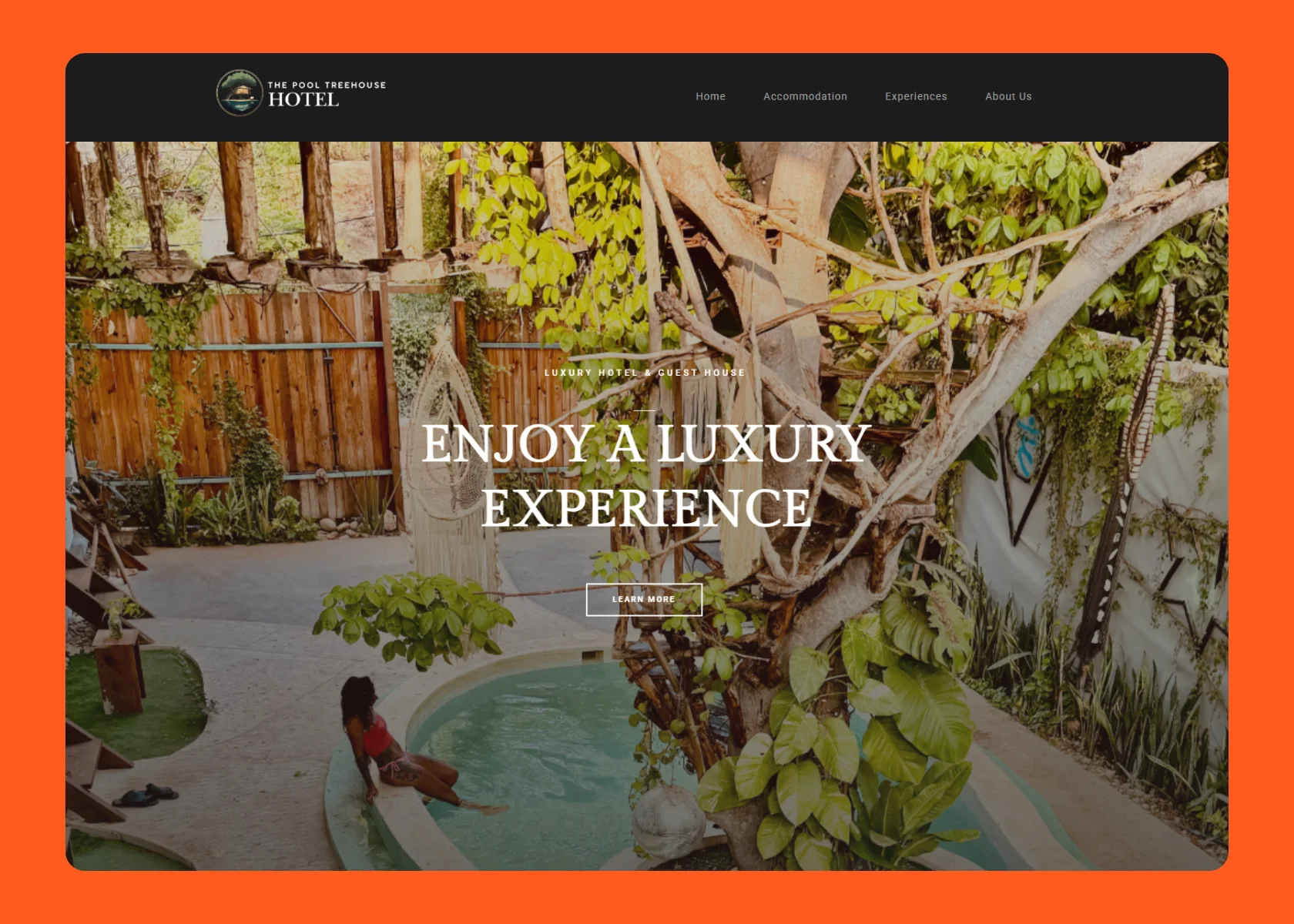 The Pool Treehouse Hotel website homepage